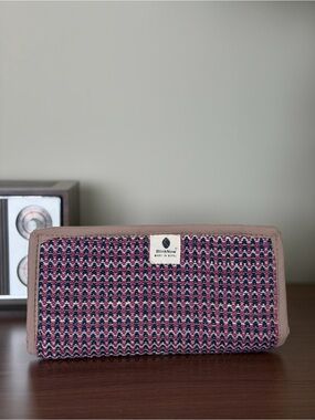 Pink & Navy Woven Clutch Wallet